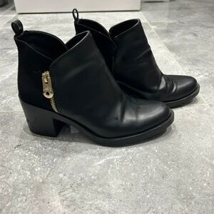 Zara Black Ankle Boots with Metallic Zipper